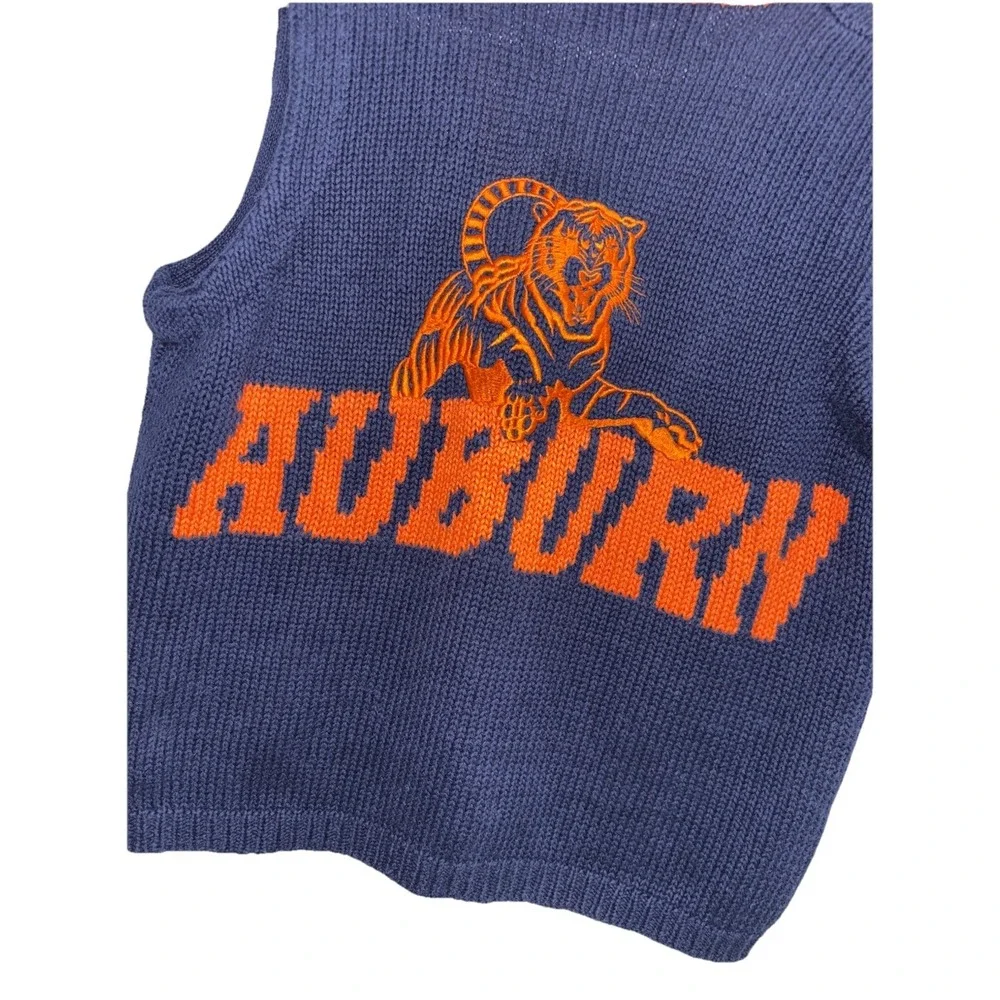 VTG Bellepointe Women's S Auburn Tigers Knit Sweater Vest Navy Blue Orange 90s‎